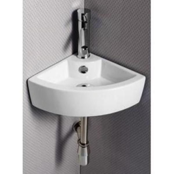 Elanti Wall-Mounted Corner Bathroom Sink in White