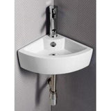 Elanti Wall-Mounted Corner Bathroom Sink in White