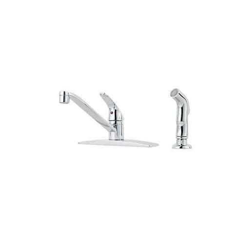 Pfister Pfirst Polished Chrome 1-Handle Deck-Mount Low-Arc Handle Kitchen Faucet (Deck Plate Included)