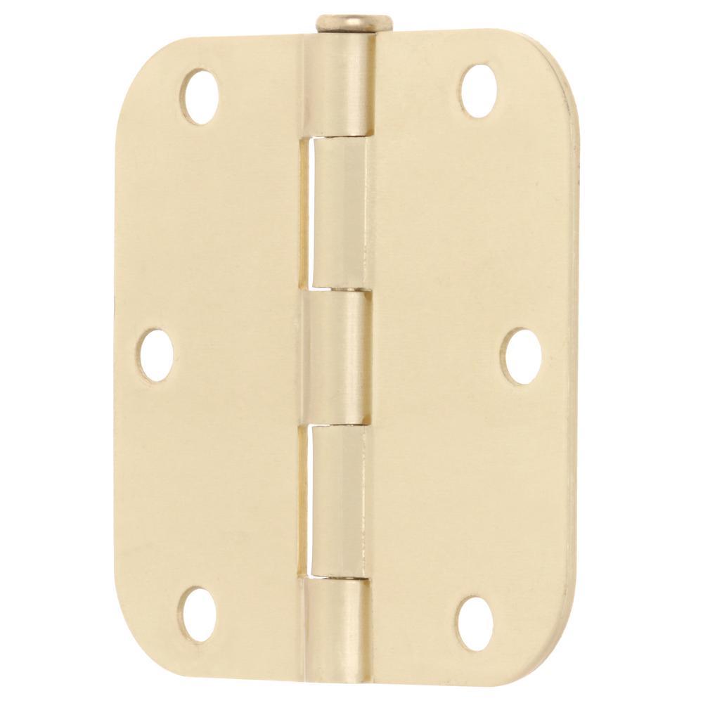 3-1/2 in. Satin Brass 5/8 in. Radius Door Hinges Value Pack (12-Pack) - Super Arbor