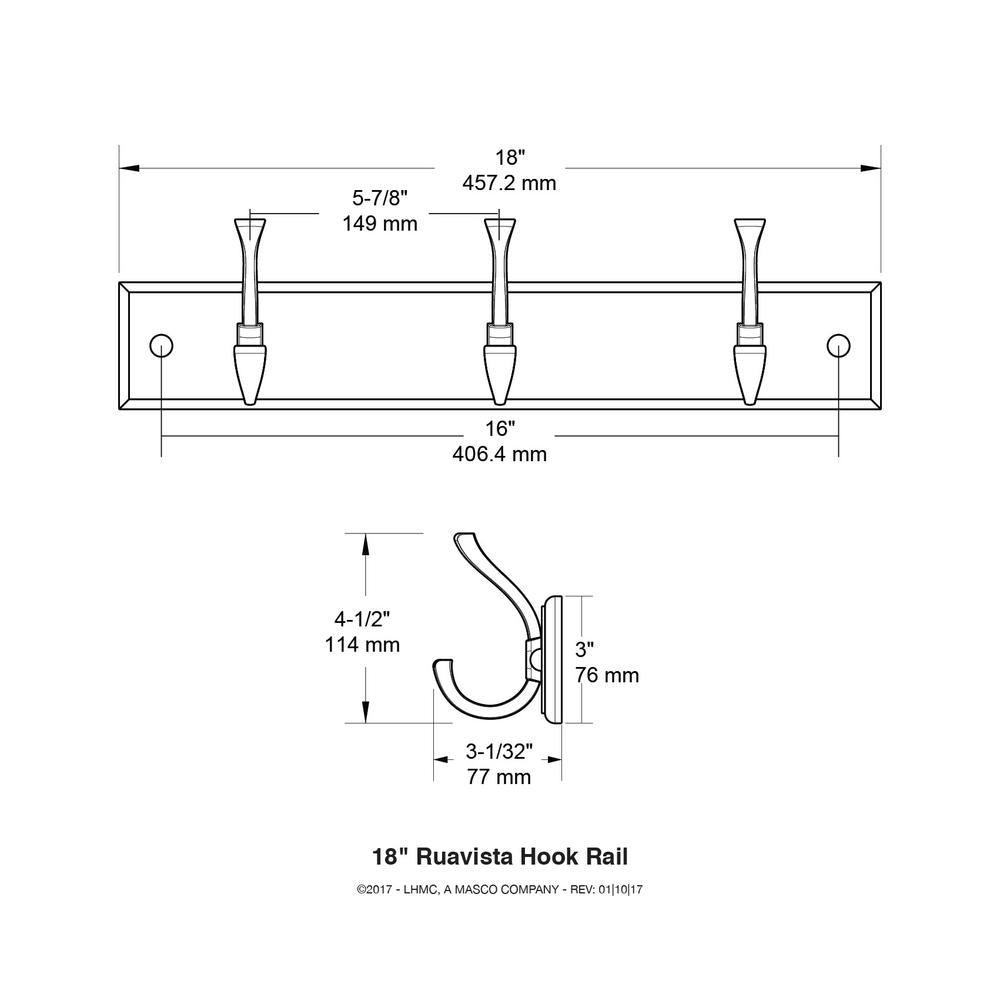 Ruavista 18 in. Gray and Soft Iron Hook Rack - Super Arbor