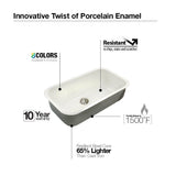 Porcela Series Undermount Porcelain Enamel Steel 31 in. Large Single Bowl Kitchen Sink in White - Super Arbor