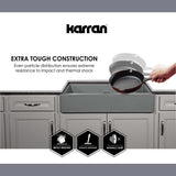 Farmhouse Apron Front Quartz Composite 34 in. Double Bowl Kitchen Sink in Black - Super Arbor