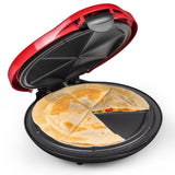 900 W Red Quesadilla Maker with Extra Stuffing Latch