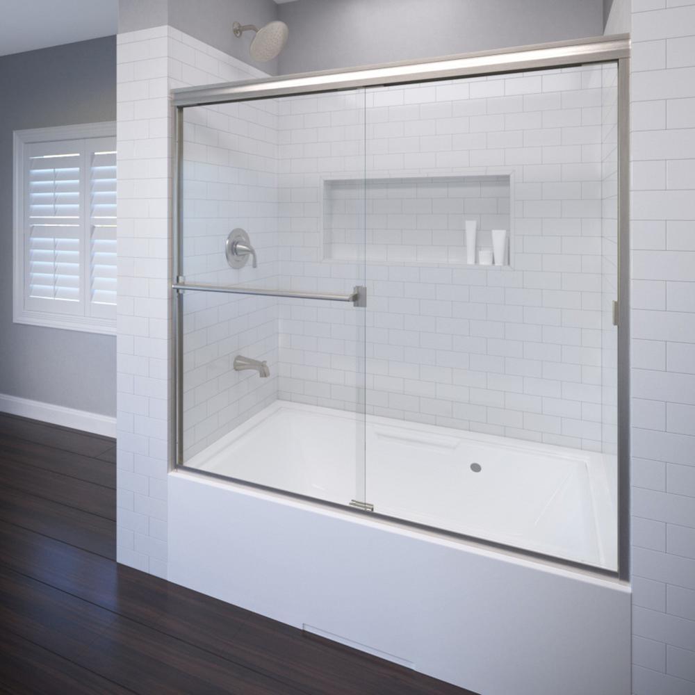 Classic 56 in. x 56 in. Semi-Framed Sliding Tub Door in Oil Rubbed Bronze - Super Arbor