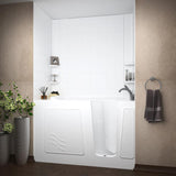 Rampart Nova Heated 5 ft. Walk-in Whirlpool and Air Bathtub with 6 in. Tile Easy Up Adhesive Wall Surround in White - Super Arbor