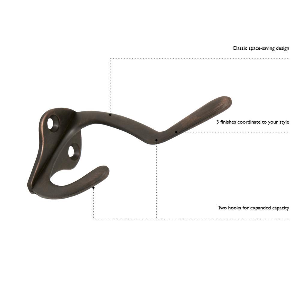 3 in. Oil Rubbed Bronze Double Hat and Coat Hook (5 per Pack) - Super Arbor