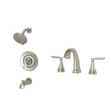 Somerville 8 in. Widespread Bathroom Faucet and Single-Handle 3-Spray Tub and Shower Faucet Set in Brushed Nickel - Super Arbor