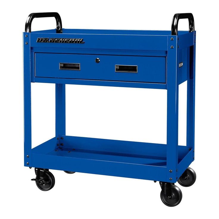 30 in. Service Cart with Drawer, Blue
