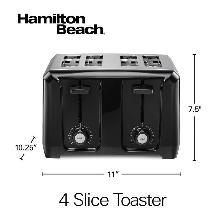 4-Slice Black Wide Slot Toaster
