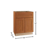 Home Decorators Collection Newport 30 in. W x 24 in. D x 34.5 in. H Assembled Plywood Sink Base Kitchen Cabinet in Cinnamon with Soft Close