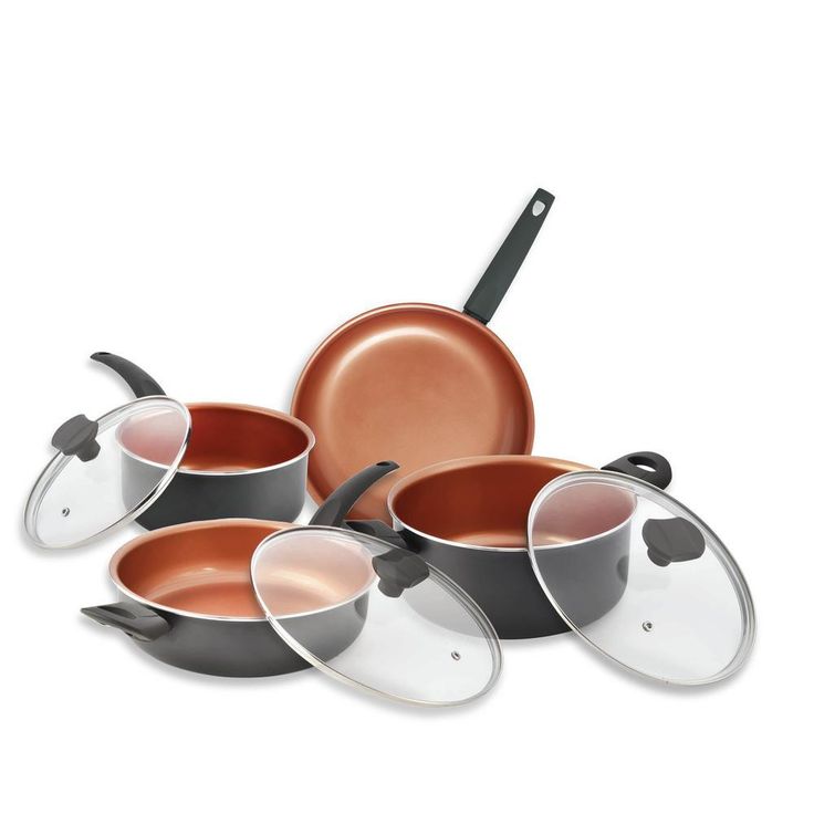 Copper Collection 16-Piece Copper Nonstick Cookware Set in Blue