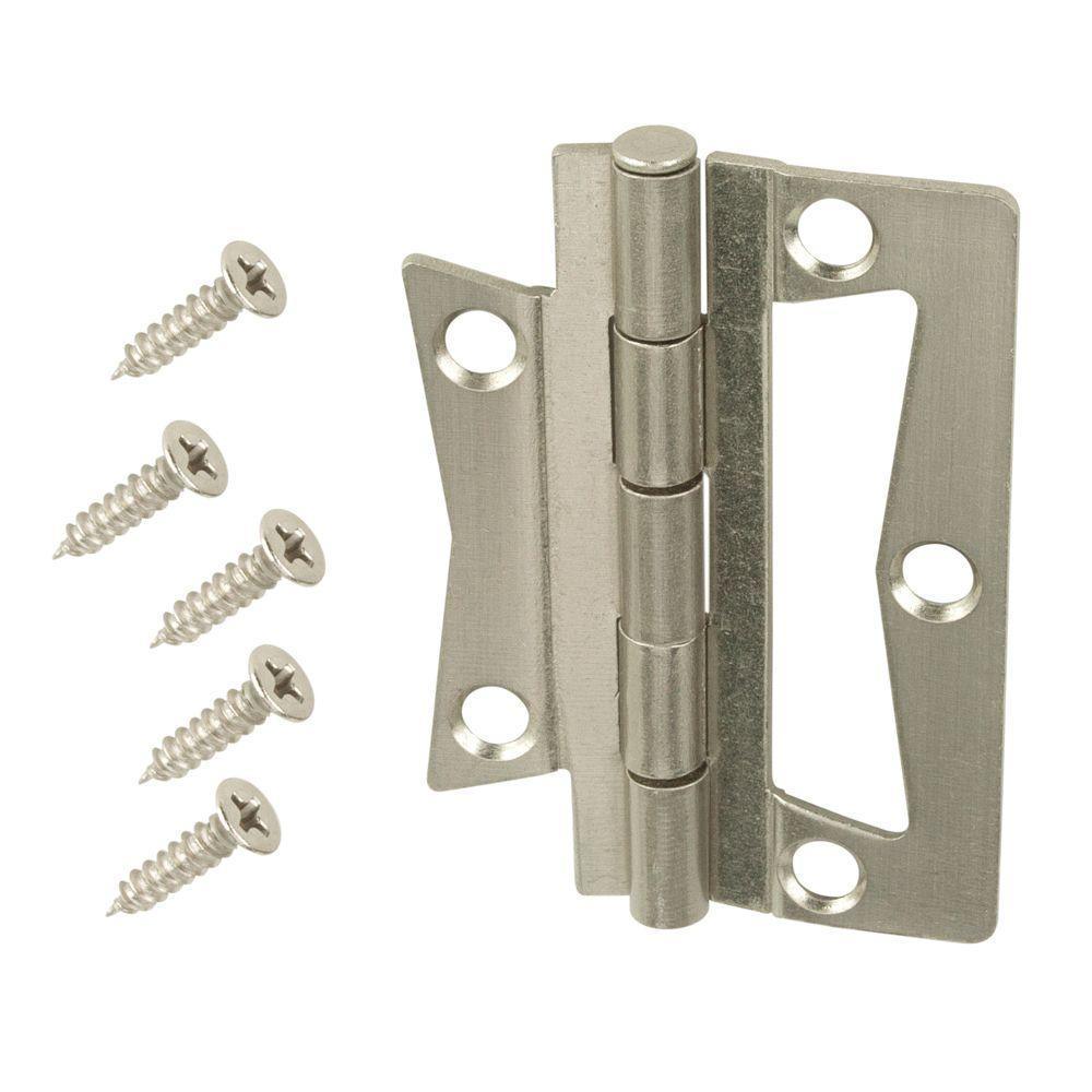 2-1/2 in. Satin Nickel Non-Mortise Hinges (2-Pack) - Super Arbor