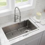 Tight Radius Stainless Steel 33 in. 18-Gauge 2-Hole Single Bowl Dual Mount Kitchen Sink with Grid and Strainer - Super Arbor