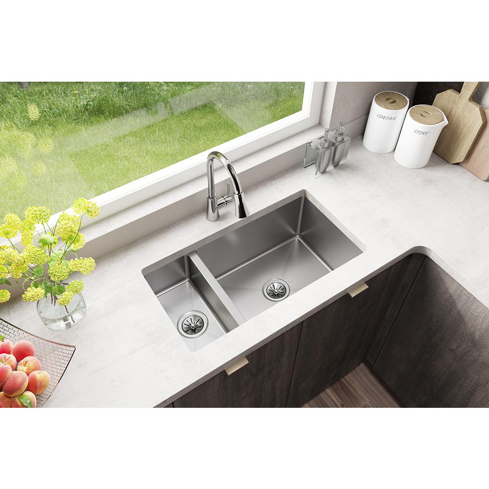 Crosstown Undermount Stainless Steel 33 in. Double Bowl Kitchen Sink - Super Arbor