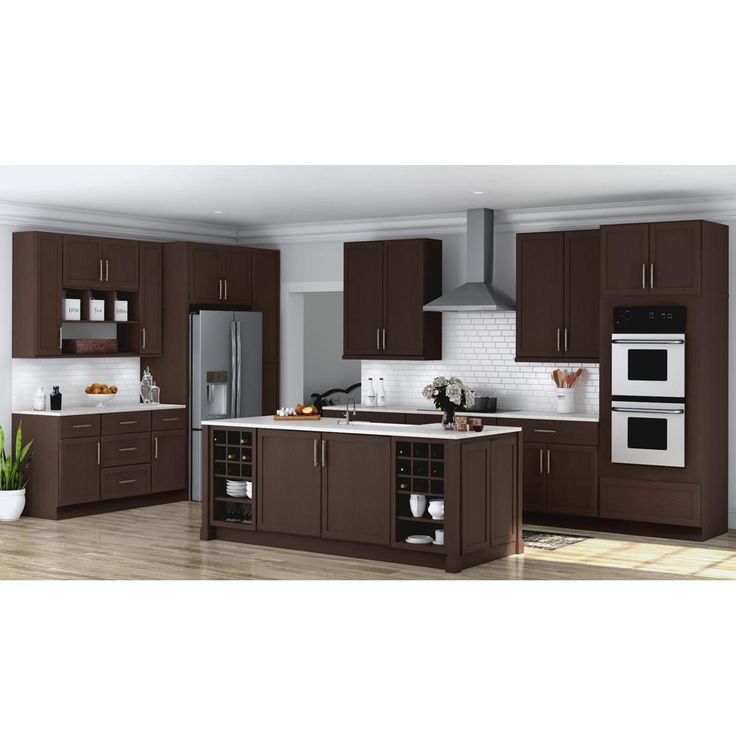 Shaker Assembled 36x34.5x24 in. Blind Base Corner Kitchen Cabinet in Java