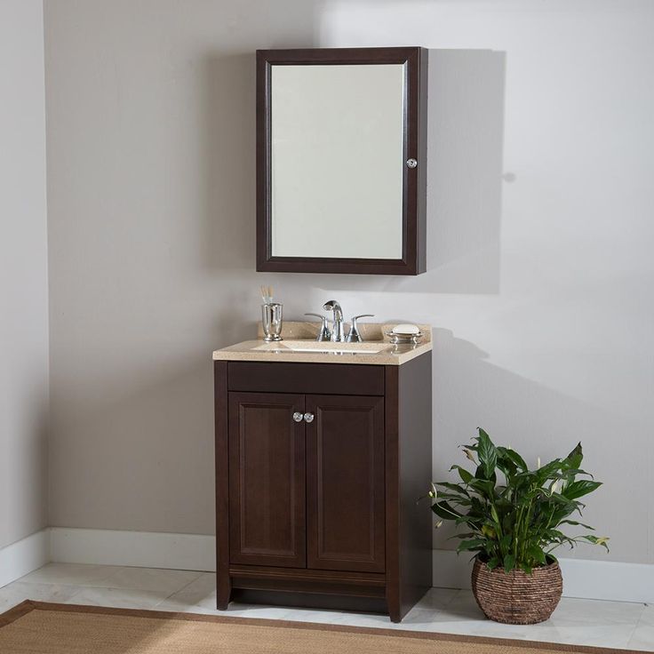 Delridge 24 in. W x 35 in. H x 19 in. D Bathroom Vanity in Chocolate with Solid Surface Vanity Top in Caramel