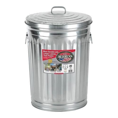 Behrens 20-Gallon Silver/Galvanized Metal Trash Can with Lid