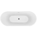 59 in. Acrylic Flat Bottom Stand Alon Flatbottom Freestanding Bathtub in Black - Super Arbor