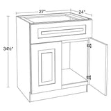 Home Decorators Collection Grayson 27 in. W x 24 in. D x 34.5 in. H Assembled Plywood Sink Base Kitchen Cabinet in Mythic Blue with Soft Close