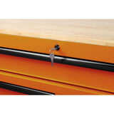 46 in. W x 24.5 in. D 9-Drawer Tool Chest Mobile Workbench with Solid Wood Top in Orange - Super Arbor