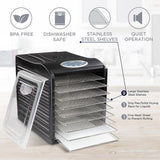 Stainless Steel Tray Food Dehydrator Machine 9 Trays 660w Digital Timer & Temperature Control, Auto Shutoff 95F to 158F