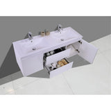 Bohemia 60 in. W Bath Vanity in High Gloss White with Reinforced Acrylic Vanity Top in White with White Basins - Super Arbor