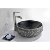 ANZZI Dragons Ash Mandy Black Natural Stone Round Vessel Sink, 16.5 in. x 5.5 in.