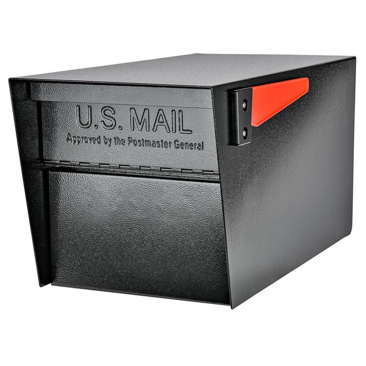 Mail Manager Street Safe Black Post-Mount Mailbox with High Security Reinforced Rear Locking System - Super Arbor