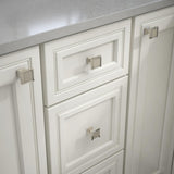 Classic Square 1 -1/4 in. (32 mm) Satin Nickel and Clear Glass with Mirror Backing Cabinet Knob - Super Arbor