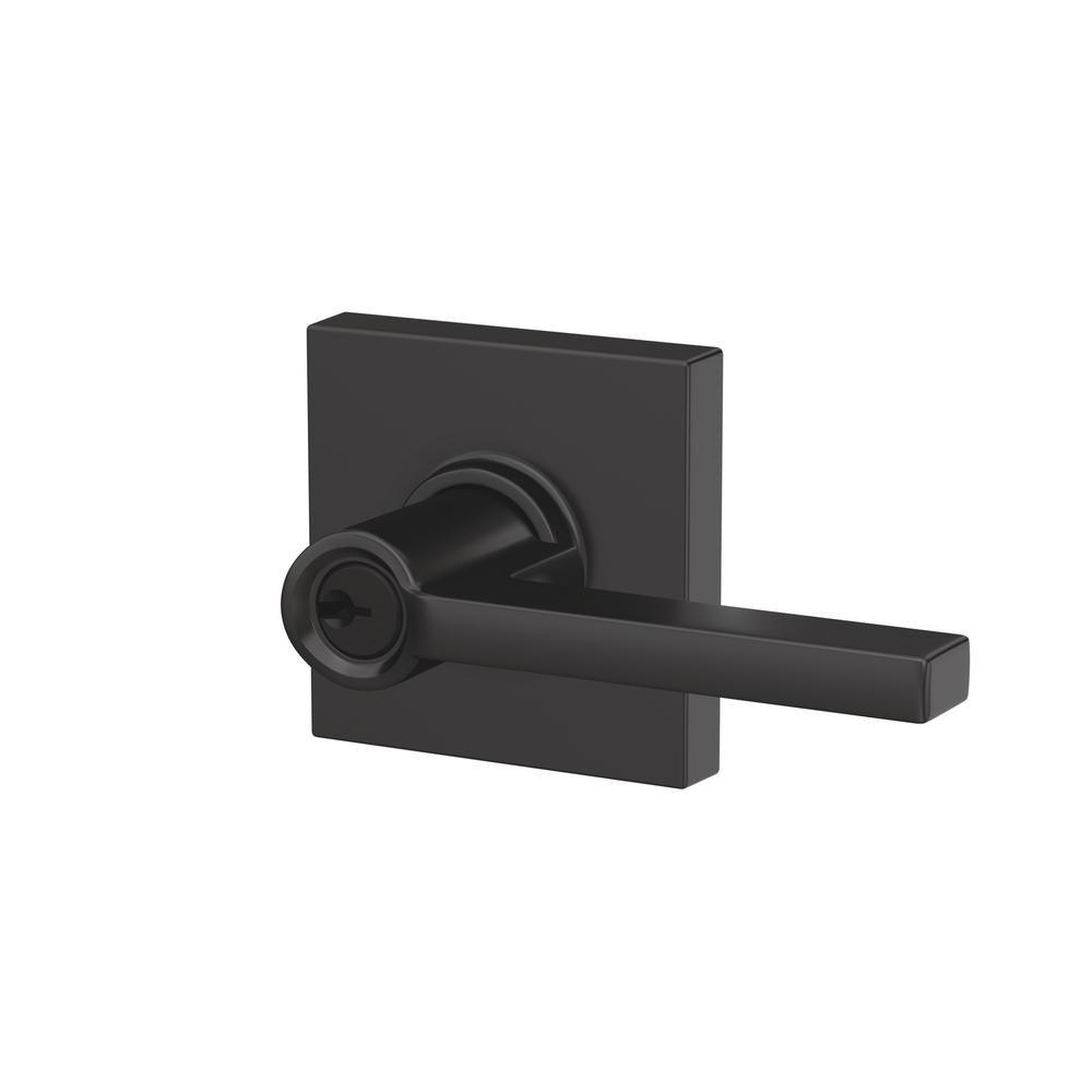 Custom Latitude Matte Black Collins Trim Keyed Entry Door Lever - Super Arbor