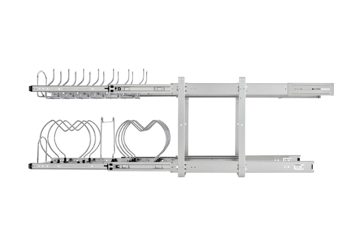 Rev-A-Shelf 11.75-in W x 18-in H Two-Tier Pull-Out Cookware Organizer with Soft-Close, Chrome