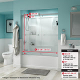 Simplicity 60 x 58-3/4 in. Frameless Contemporary Sliding Bathtub Door in Bronze with Rain Glass - Super Arbor