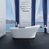 Rachel 70 in. Acrylic Slipper Flatbottom Non-Whirlpool Reversible Drain Bathtub in White - Super Arbor