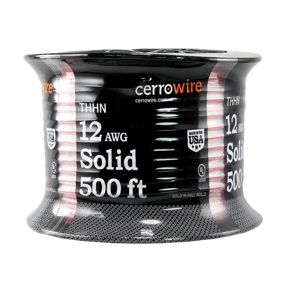 500 ft. 12/1 Black Solid THHN Wire - Super Arbor
