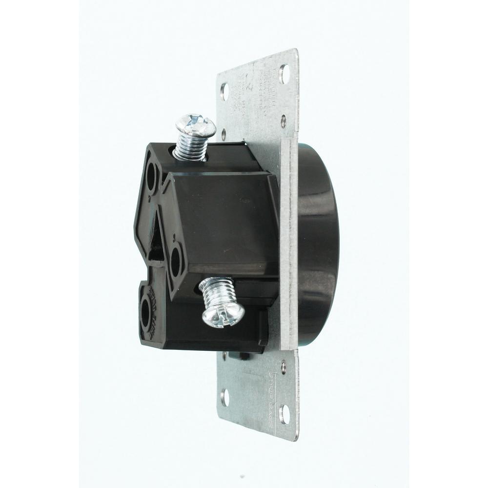 30 Amp 125-Volt/250-Volt Shallow Single Flush Mounted Outlet, Black - Super Arbor