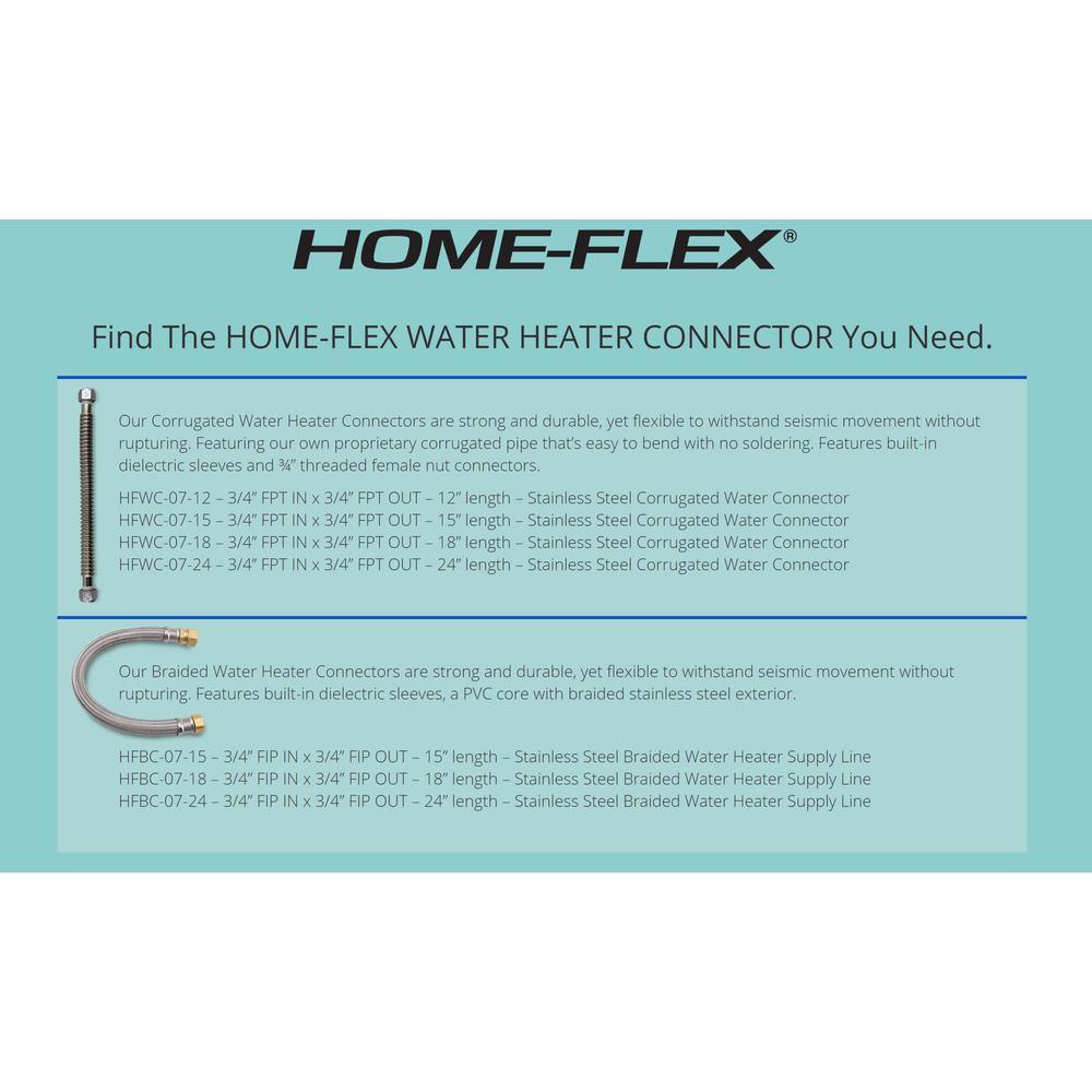 3/4 in. FIP x 3/4 in. MIP x 18 in. Stainless Steel Water Heater Connector - Super Arbor