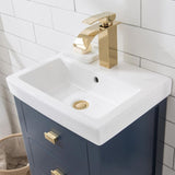 VERA 18 in. W Bath Vanity in Monarch Blue Finish with Ceramics Integrated Vanity Top with White Basin