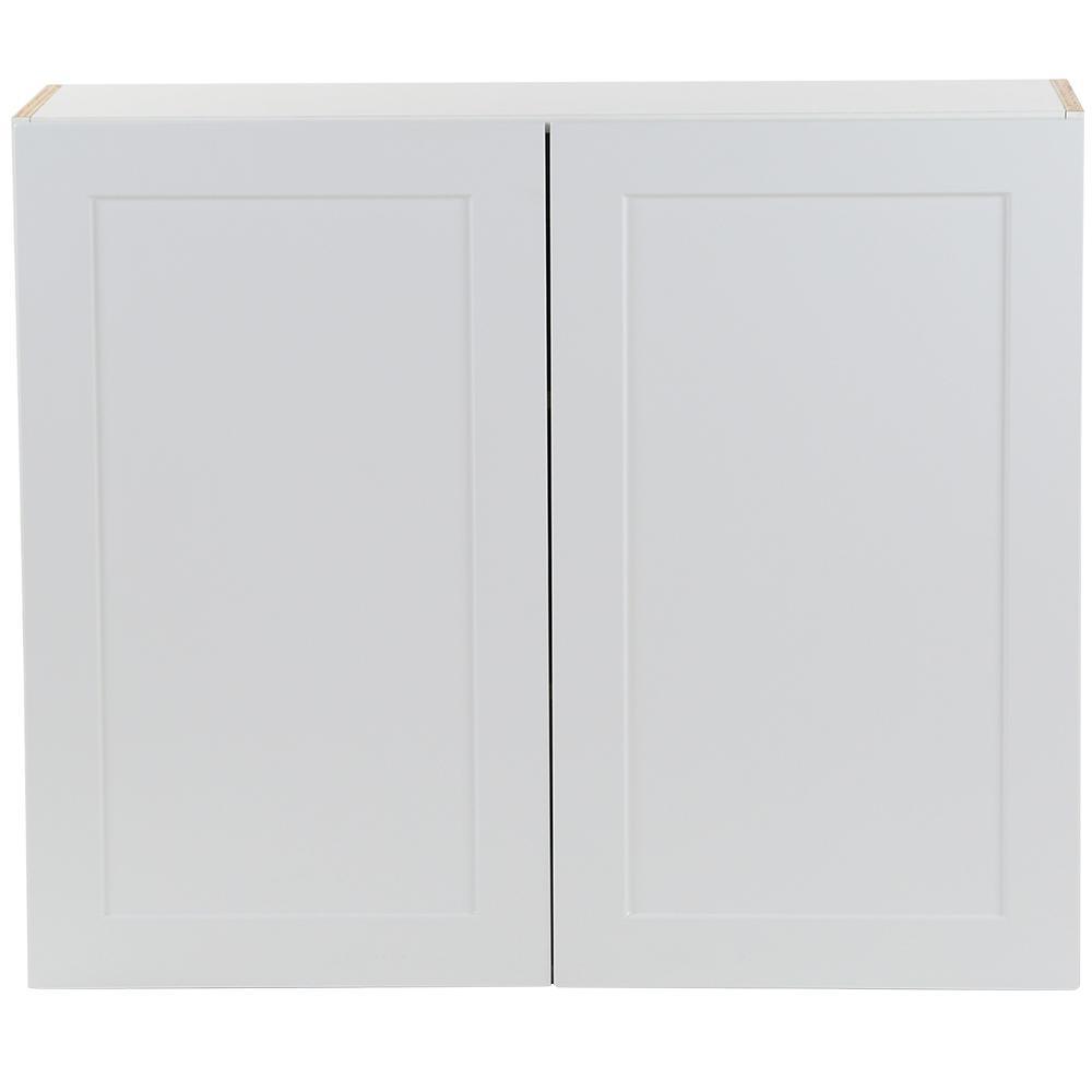 Cambridge Shaker Assembled 27x30x12 in. All Plywood Wall Cabinet with 2 Soft Close Doors in White - Super Arbor