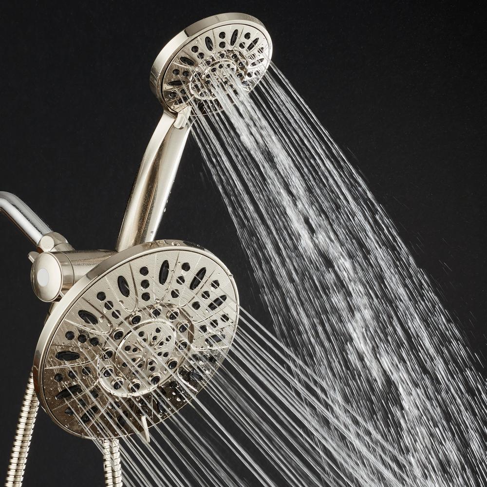 48-spray 7 in. Dual Shower Head and Handheld Shower Head with Body spray in Brushed Nickel - Super Arbor