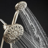 48-spray 7 in. Dual Shower Head and Handheld Shower Head with Body spray in Brushed Nickel - Super Arbor
