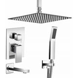 2-Handle 2-Spray Tub and Shower Faucet Handheld Shower Combo with 10 in. Rain Shower Head in Chrome (Valve Included) - Super Arbor