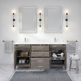 Kali 72 in. W x 22 in. D Bath Vanity in Gray ENGRD Stone Vanity Top in White with White Basin Power Bar and Organizer