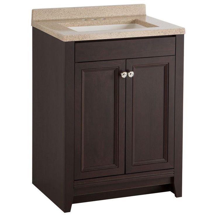 Delridge 24 in. W x 35 in. H x 19 in. D Bathroom Vanity in Chocolate with Solid Surface Vanity Top in Caramel