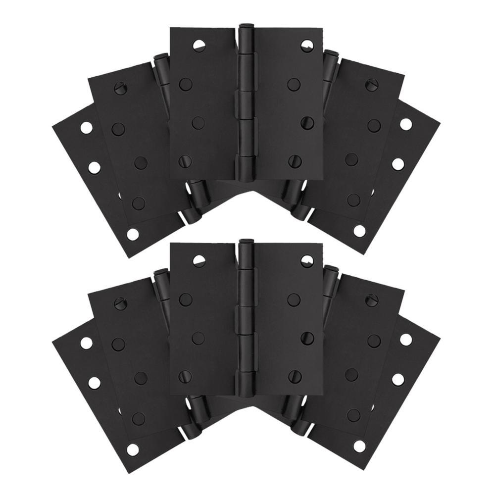 3-1/2 in. Square Corner Satin Nickel Door Hinge Value Pack (10 per Pack) - Super Arbor
