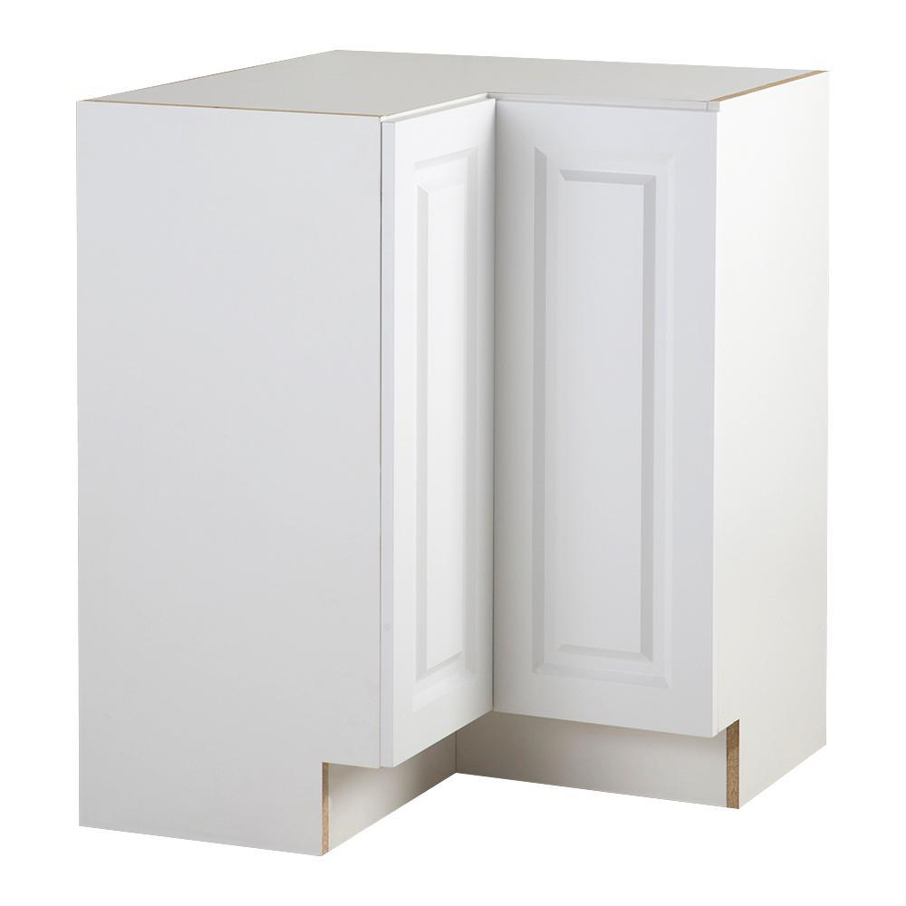 Benton Assembled 27.6 in. x 27.6 in. x 34.5 in. Lazy Susan Corner Base Cabinet in White - Super Arbor