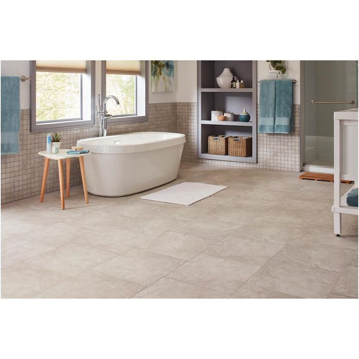 TrafficMaster Portland Stone Gray 18 in. x 18 in. Glazed Ceramic Floor and Wall Tile (17.44 sq. ft. / case)