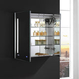 Tiempo 30 in. W x 30 in. H Recessed or Surface Mount Medicine Cabinet with LED Lighting and Mirror Defogger - Super Arbor