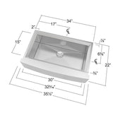 Studio Farmhouse/Apron-Front Stainless Steel 36 in. Single Bowl Kitchen Sink in Brushed Finish