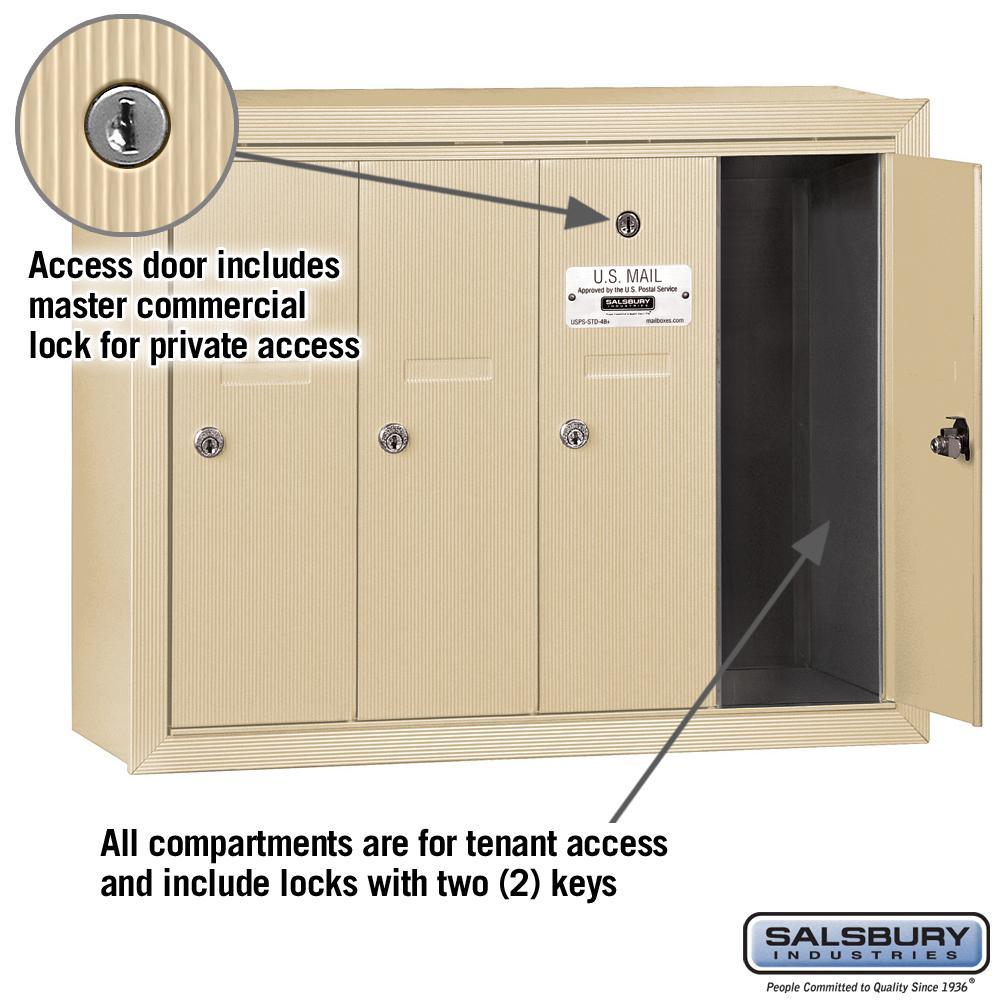 3500 Series Sandstone Surface-Mounted Private Vertical Mailbox with 4 Doors - Super Arbor